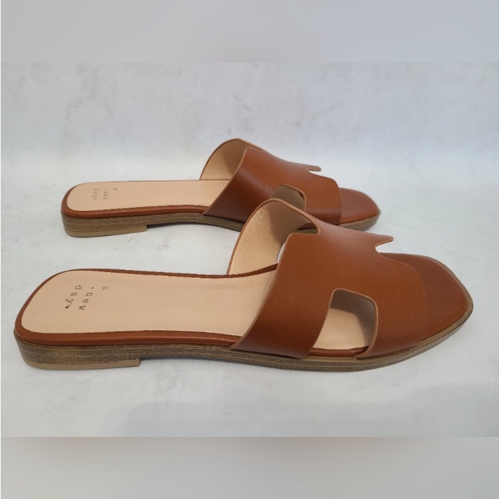 {NWT} Womens Nina Dark Tan Slide Sandals - A New Day ‘ Cognac ‘ 8 - SlipOn Shoes - Picture 5 of 8